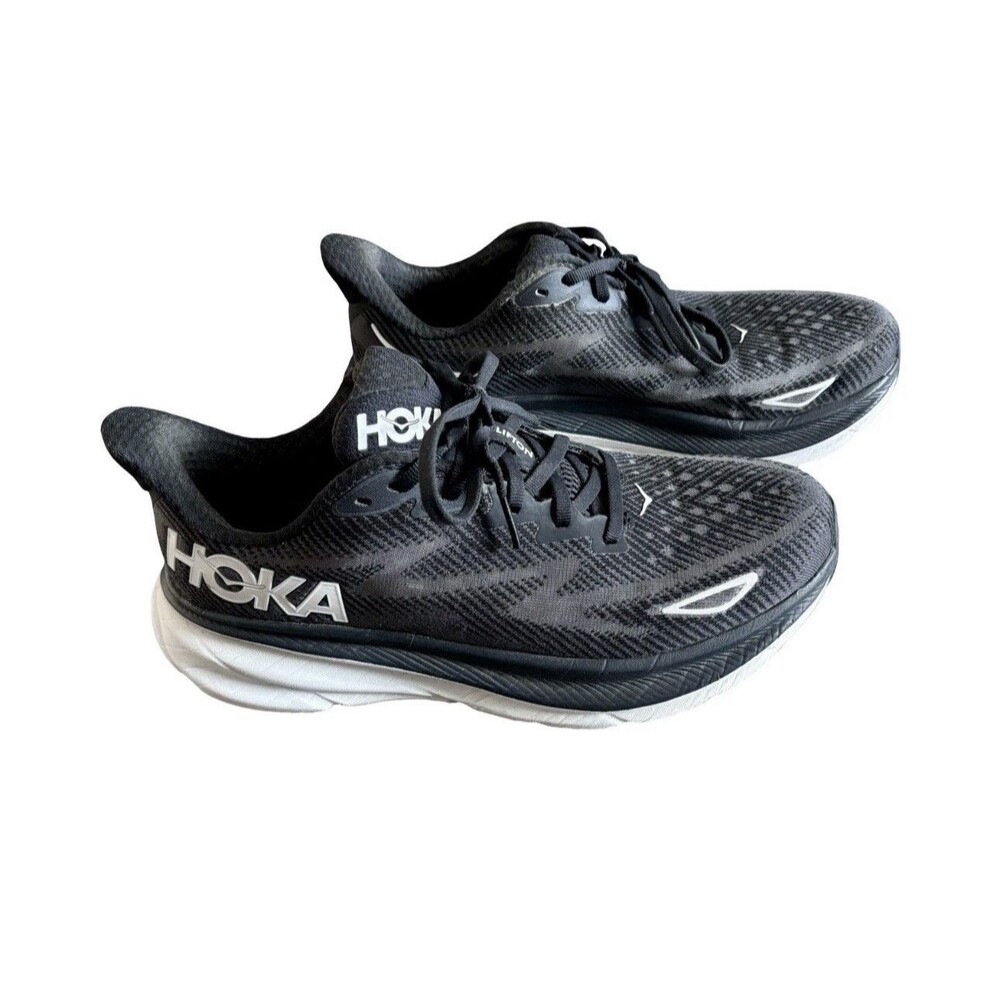 Hoka Clifton 9 Black White Athletic Running Shoes Sneakers Women’s Size 8B